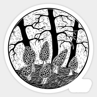 Morels with White background- for dark color Sticker